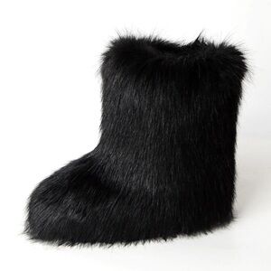 Luxurious Black Faux Fur Women's Boots